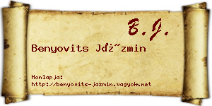 Benyovits Jázmin névjegykártya